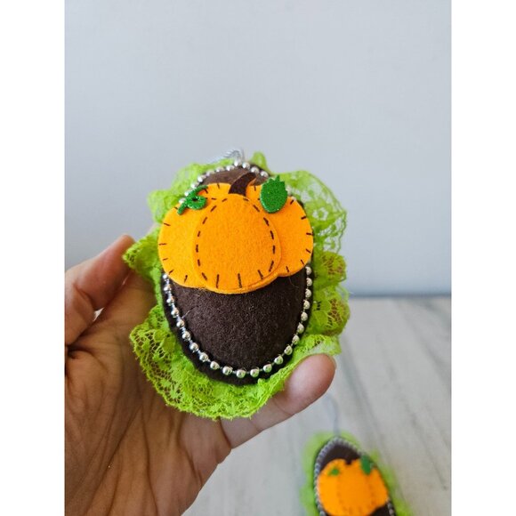 Plush Thanksgiving scarecrow pumpkin ornament lace felt unique set tree Xmas gre - Picture 6 of 6